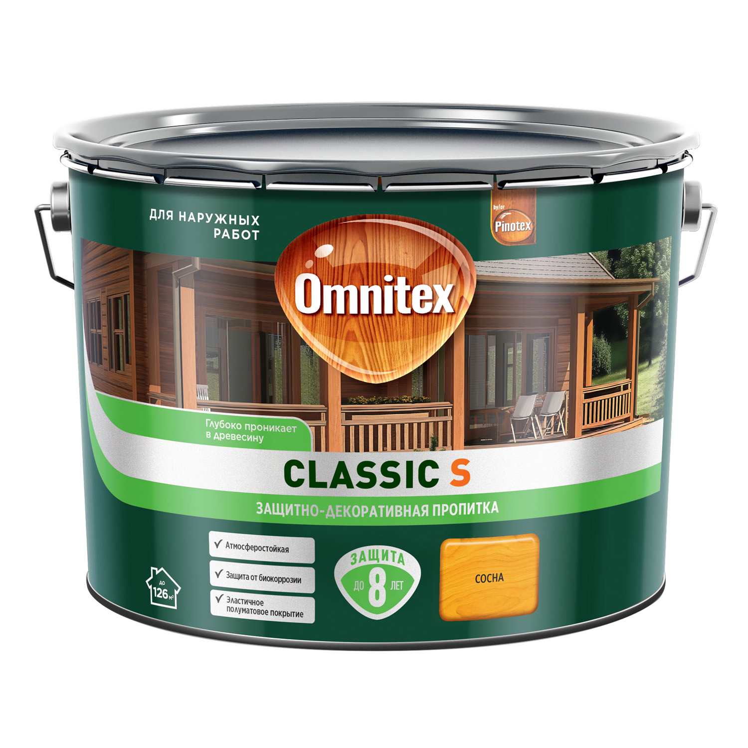 Защитно-декоративная пропитка Omnitex Classic S Сосна 9л
