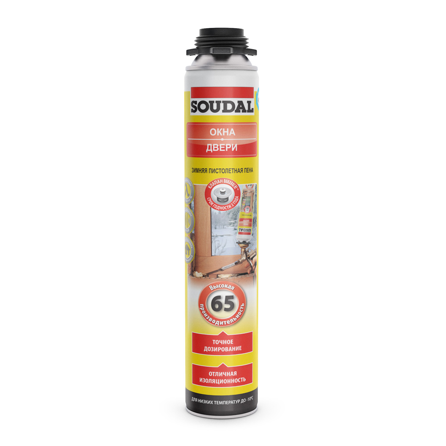 Пена профессиональная Soudal Окна-Двери 65 зимняя 820 мл