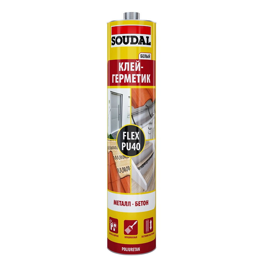 Герметик полиуретановый универсальный Soudal Flex PU 40 белый 300 мл