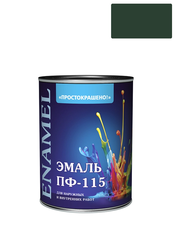 Эмаль ПФ-115 универсальная алкидная Простокрашено глянцевая тёмно-зелёная 0,8 кг