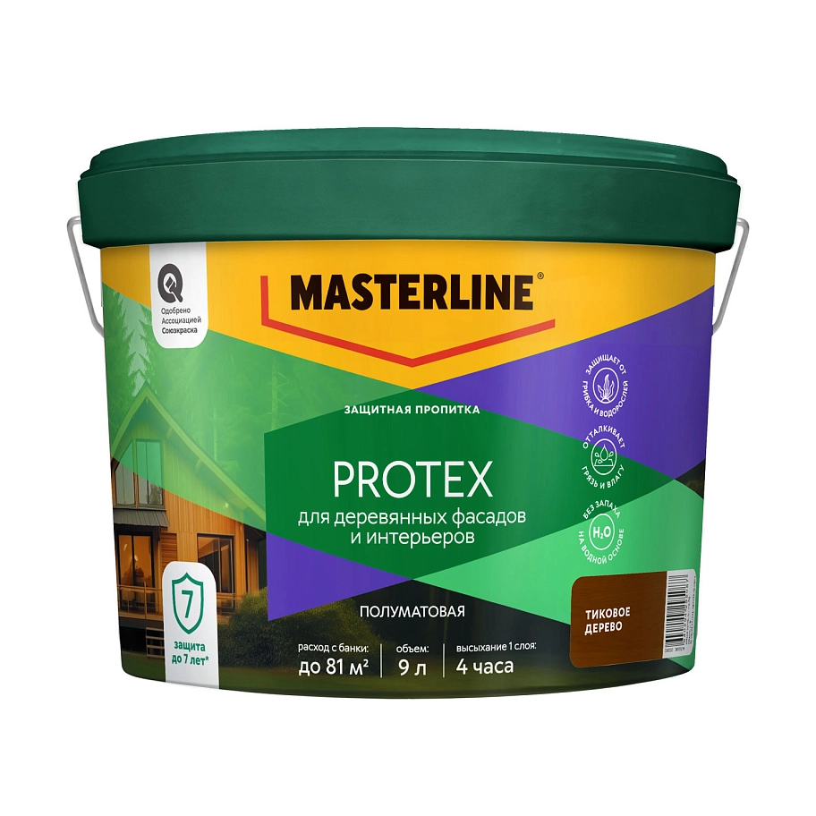 Защитная пропитка Masterline Protex Тиковое дерево 9л