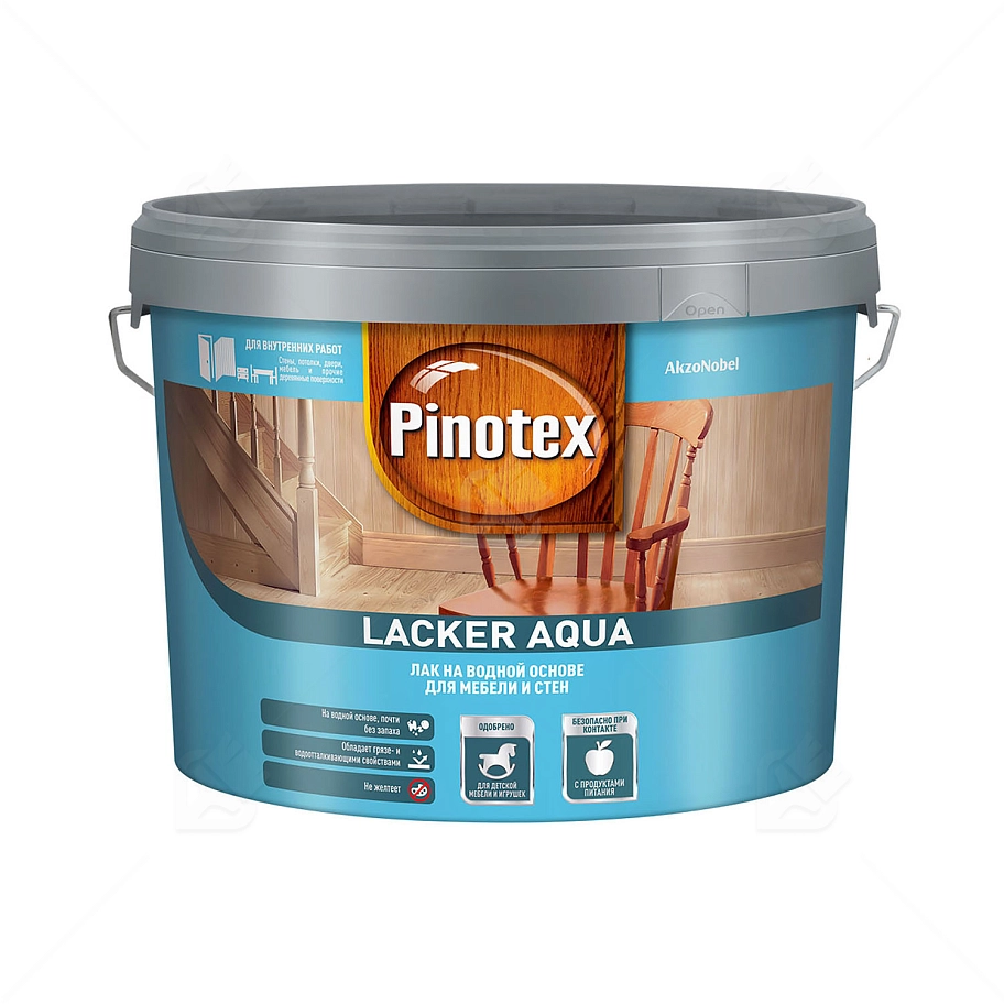 Лак для дерева на водной основе колеруемый Pinotex Lacker Aqua 70 глянцевый 9 л. 