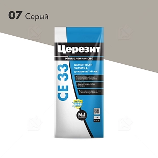 Затирка для узких швов до 6 мм Церезит СЕ 33 Comfort 07 серая 2 кг