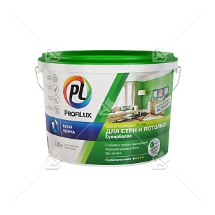 Краска для стен и потолков акриловая Profilux PL-04А матовая супербелая 14 кг.