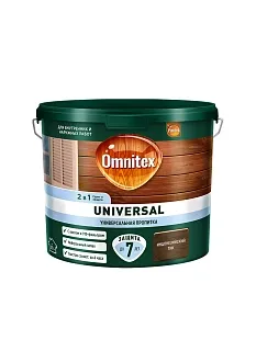 Пропитка защитная для дерева Omnitex Universal 2 в 1 индонезийский тик 2,5 л
