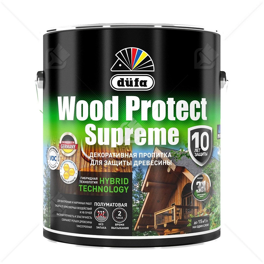Пропитка декоративная для защиты древесины Dufa Wood Protect Supreme сибирская лиственница 2,5 л